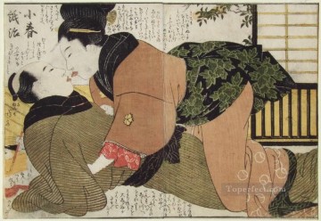klimt kiss Painting - The Kiss Kitagawa Utamaro Ukiyo e Bijin ga